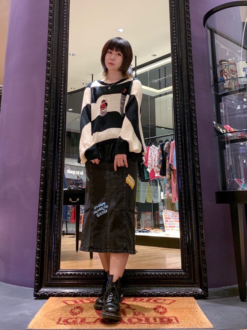 ファッション HYSTERIC GLAMOUR USED加工 マキシフレアスカート gefert