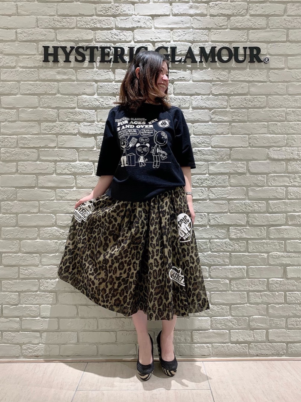 美品 HYSTERIC GLAMOUR タックキュロットスカート レオパード