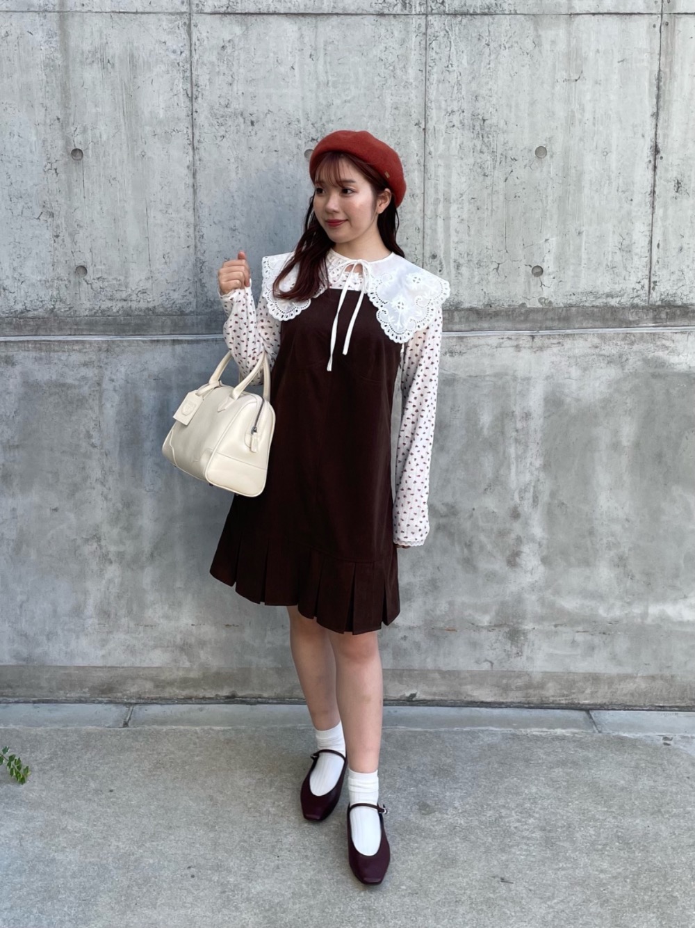 ブランドおしゃれ 裾プリーツミニ丈ワンピース TINA:JOJUN 裾プリーツ